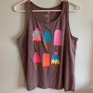SO Ice Cream Lollipop Graphic Tank Top Size 18